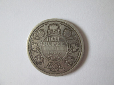 Rara! India colonie Britanica Half Rupee 1926 argint regele George V foto