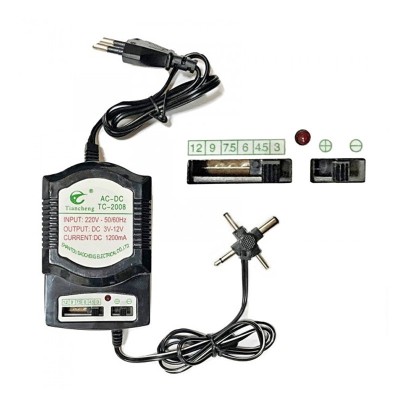 Alimentator universal reglabil 3V-12V, AC 220V, DC 1200 mAh, 4 mufe foto