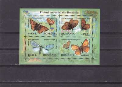 Romania 2002, LP 1591, Fluturi endemici din Romania, bloc, MNH! LP 22,00 lei foto