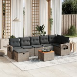 vidaXL Set canapele de grădină cu perne, 8 piese, gri, poliratan 3264959