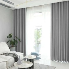Draperie din catifea blackout cu rejansa transparenta cu ate pentru galerie, Madison, 150x255 cm, densitate 700 g/ml, Spanish Gray, 1 buc