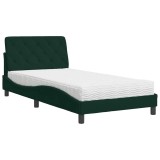 Cumpara ieftin Pat cu saltea, verde inchis, 100x200 cm, catifea