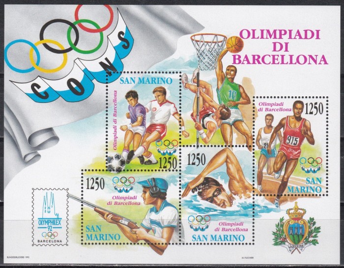 San Marino 1992 - Jocurile Olimpice - Barcelona, Bloc, MNH