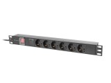Lanberg Unitate Distributie Alimentare PDU 19 inch 1U, 10A, 6 Prize, Negru, Conector C14