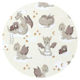 Cearceaf cu elastic Qmini pentru patut 140X70 cm din bumbac Dragons Beige