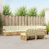vidaXL Set de canapele de exterior 8 pcs Alb și crem Poliester 3390670