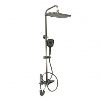 Set dus multifunctional cu termostat, afisaj digital temperatura apa, 4 functii de curgere a apei, pipa cada, dus dreptunghiular, dus de mana, dus bid