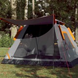 VidaXL Cort camping cupolă 5 persoane, gri/portocaliu, setare rapidă