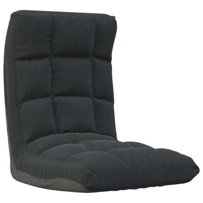 Scaun de podea pliabil, negru, material textil foto