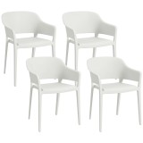 Outsunny Set din 4 Scaune de Grădină, Scaune Stivuibile de Exterior cu Spătar &Icirc;nalt și Cotiere, 56x54.5x77.5 cm, Alb | Aosom Romania