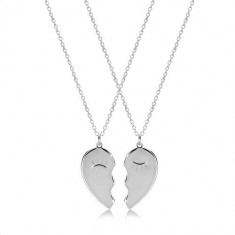 Set din argint 925 - două coliere, inima &icirc;njumătățită cu ochi