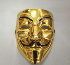 Masca Anonymous, V for Vendetta, Guy Fawkes, gold, petreceri, Halloween! foto