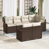 VidaXL Set de canapele pentru grădină cu pernă 7 pcs Maro Rattan poli