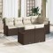 vidaXL Set de canapele pentru grădină cu pernă 7 pcs Maro Rattan poli 3345738