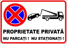 Semn pentru proprietate privata nu parcati si nu stationati foto