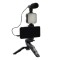 Set pentru vloguri 4 in 1 cu microfon, lampa LED, trepied si suport de telefon
