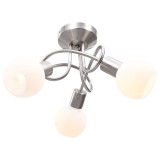 Cumpara ieftin Lustra cu abajururi din ceramica, 3 becuri E14, alb, glob