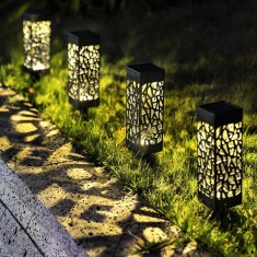 Set 4 lampi solare LED alb cald Hoff, H 29 cm foto