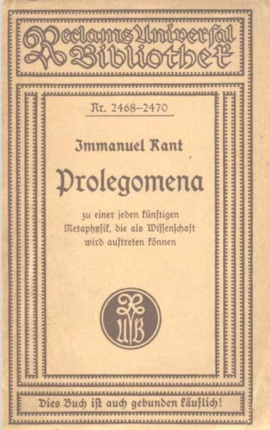 I Kant Prolegomena (in germana) Ph Reclam fara data