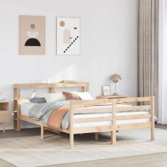 vidaXL Cadru de pat cu tăblie, 140x190 cm, lemn masiv pin 3305935