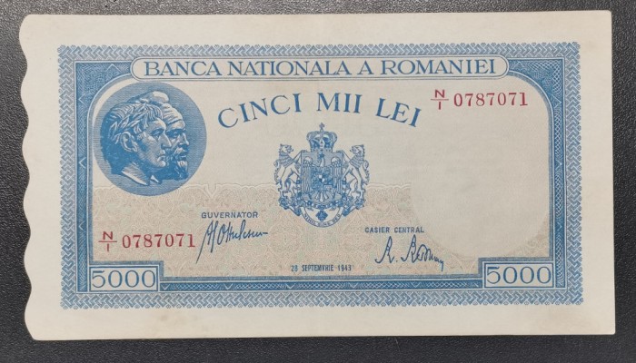 Rom&acirc;nia 5000 Lei Septembrie 1943 Aunc