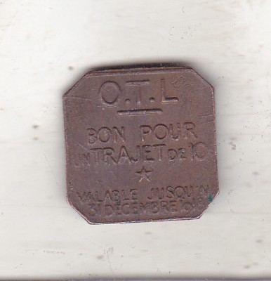 bnk mnd Franta Lyon Bon Pour Un Trajet de 10 Centimes OTL Lyon 69 1918 foto