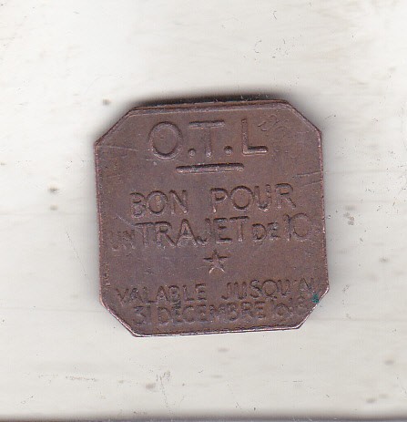 bnk mnd Franta Lyon Bon Pour Un Trajet de 10 Centimes OTL Lyon 69 1918