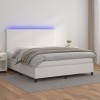 VidaXL Pat cu arcuri, saltea și LED, alb, 180x200 cm, piele ecologică 3135838