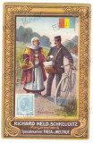 4113 - Stamp King CAROL I, Postman, Flag, Bike, Romania - old postcard - unused, Necirculata, Printata