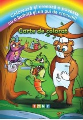 Coloreaza si creeaza o poveste cu o bufnita si un pui de crocodil! Carte de colorat - Ars Libri