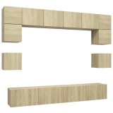 Cumpara ieftin Set de dulapuri TV, 8 piese, stejar sonoma, lemn prelucrat