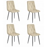 Cumpara ieftin Set 4 scaune bucatarie/living, Artool, Libra, catifea, metal, bej si negru, 44x40x88.5 cm