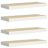 Cumpara ieftin Rafturi perete suspendate 4 buc. alb/stejar 60x23,5x3,8 cm MDF