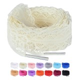 Șireturi plate pentru femei, lățime 3 cm, lungime 160 cm, design floral cu găuri, 2 perechi - roz aprins