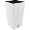 Ghiveci de flori patrat, RATO square, 32.5 x 32.5 cm, H 61 cm, 21/49 L, imitatie ratan, alb, Prosperplast GartenVIP DiyLine
