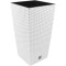 Ghiveci de flori patrat, RATO square, 32.5 x 32.5 cm, H 61 cm, 21/49 L, imitatie ratan, alb, Prosperplast GartenVIP DiyLine