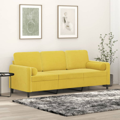 vidaXL Canapea cu 3 locuri cu pernuțe, galben, 180 cm, catifea foto