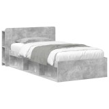 vidaXL Cadru de pat cu depozitare Gri Beton 80 x 200 cm Lemn prelucrat 3433321
