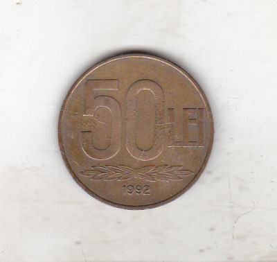 bnk mnd Romania 50 lei 1992 , varianta 1 - cifre groase foto