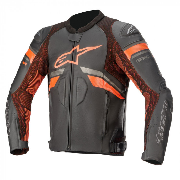 Geaca Moto Piele Alpinestars GP Plus V3 Rideknit, Negru/Rosu, Marime 48