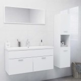 Set mobilier de baie, alb, lemn prelucrat