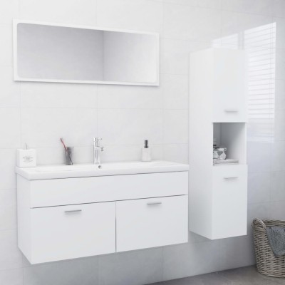Set mobilier de baie, alb, lemn prelucrat foto