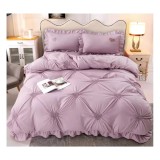 Cumpara ieftin Lenjerie de Pat Finet, Pliuri Brodate, 4 piese, Lila - EAT88