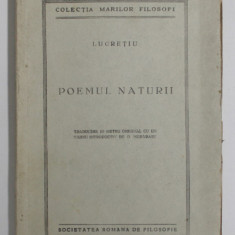 DEDICATIA LUI D. MURARASU CATRE N. CONDEESCU PE VOLUMUL '' POEMUL NATURII '' de LUCRETIU , EDITIE INTERBELICA