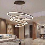 Lustra LED cu telecomanda CASIANA 130W, 4 Cercuri, lumina Rece/Calda/Neutra, Dimabila, Negru, Inaltime Reglabila