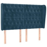 Cumpara ieftin Tablie pat cu urechi albastru inchis 163x23x118/128 cm catifea
