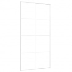 Ușă glisantă, alb, 102,5x205 cm, sticlă mată ESG și aluminiu