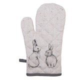 Manusa bucatarie termorezistenta bumbac bej gri Iepurasi 18x30 cm