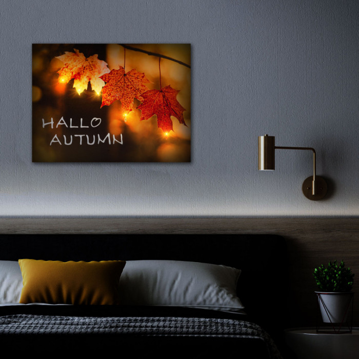 Tablou LED - &amp;quot;Hello Autumn&amp;quot; - 2 x AA, 40 x 30 cm (1buc.)