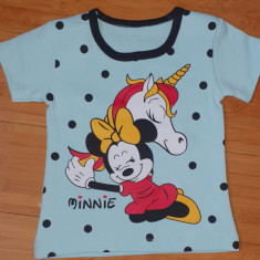 Set fata turcoaz 2 piese tricou si fusta Disney Minnie Unicorn bumbac 1 an nou